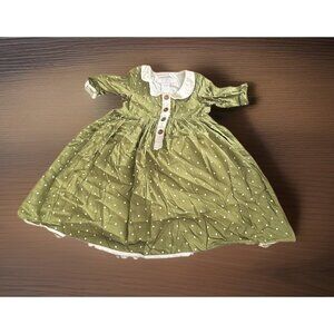 Girls Sweet Honey Green Collared Polka Dot Dress Size 6